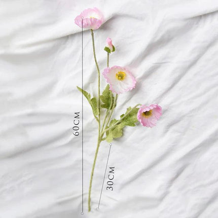Artificial Poppy Flowers | Silk Wildflower Sprays | 23" Tall | Flocked Green Stems | Realistic Look | Single Stem | Home Decor | Floral Arrangement | Vibrant Silk Blooms