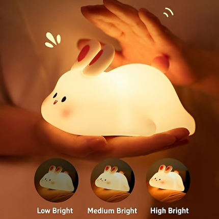 Silicone Bunny Night Light | Adjustable Brightness | Safe for Kids | Rechargeable Battery | Portable Design | Home Decor | Stress Relief | Warm Ambient Glow | Child-Safe BPA-Free Material | 3 Light Modes