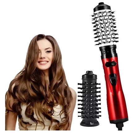 360° Rotating Hair Dryer Brush | Two Interchangeable Brushes | Multi-directional Styling | Adjustable Temperature Settings | Ergonomic Design | Negative Ion Technology | Suitable for Dry and Wet Hair | 1000W