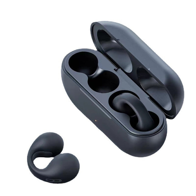 Wireless Bone Conduction Headphones | Noise Reduction | Bluetooth Earclip | Ergonomic Fit | Durable IPX5 Waterproof | Black & White | Type-C Charging | 4-8h Playback | LED Power Display
