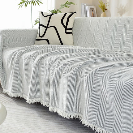 Herringbone Tassel | Soft Sofa Cover | Anti-Scratch Pet Friendly | Elegant Home Decor | Easy to Setup | Machine Washable | Luxurious Blanket Couch Protector | Versatile Style