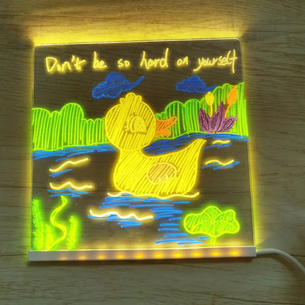 Interactive LED Light Drawing Set | USB Rechargeable | Erasable Art Surface | Creative Night Lamp | Includes 7 Pens | Child-Safe | Eco-Friendly Design