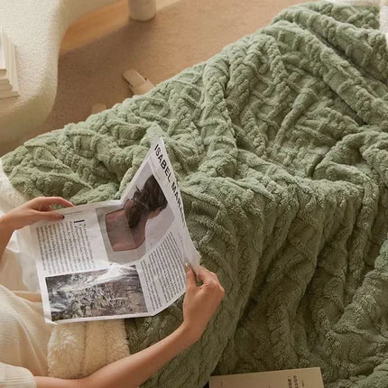 Thick Lambswool and Fleece Winter Blanket | Luxury Warm Layers | Breathable Insulation for Cold Weather Comfort