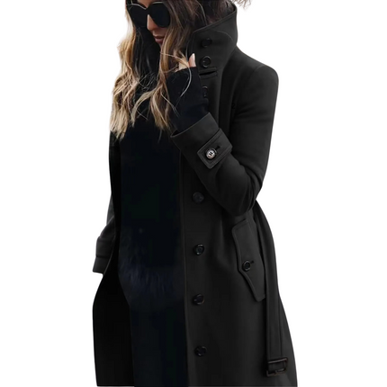 VIOLET Women's Winter Coat | Turn-Down Collar | Tailored Single-Breasted Outerwear | Long Sleeve | Casual & Refined