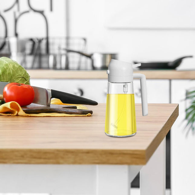 2-in-1 Oil and Vinegar Glass Dispenser Sprayer | BPA-Free | 10oz Capacity | Ergonomic Non-Slip Grip | Versatile for Cooking, Baking, Grilling | Efficient Oil Control | Dishwasher Safe