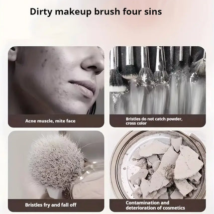 Electric Makeup Brush Cleaner | USB Rechargeable | High Power Deep Clean | Universal Compatibility | Effortless Operation | Sleek Design | Quick & Easy Cleaning | Ideal for All Sizes | Includes Silicone Pad & USB Cable
