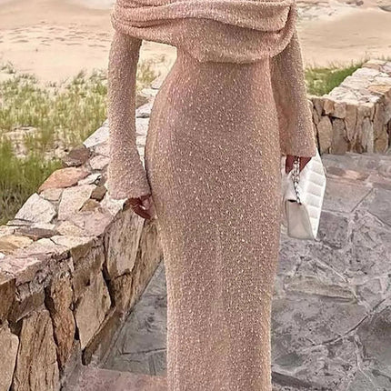 Juliëtte - Off Shoulder Gebreide Maxi Dress - Visconte