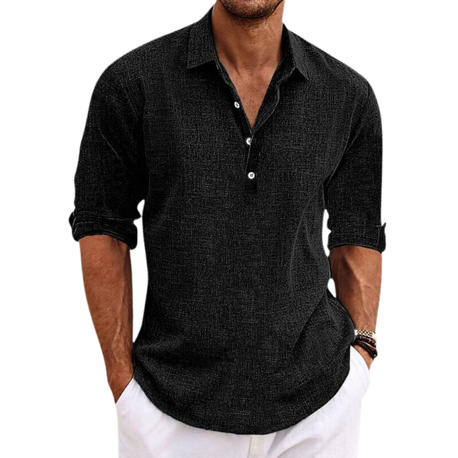 Men's Classic Dress Shirt | Polyester Blend | Lapel Collar | 4-Button Placket | Smart-Casual Versatility | Breathable Comfort