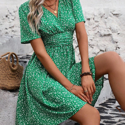 V-Neck Dress for Women | Elegant Casual Style | Versatile Green | S-XL | Perfect for Summer Outings