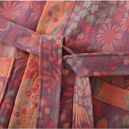 Pure Cotton Retro Print Bathrobe | Double Gauze Layer | Breathable & Stylish | Soft Lightweight Summer Wear