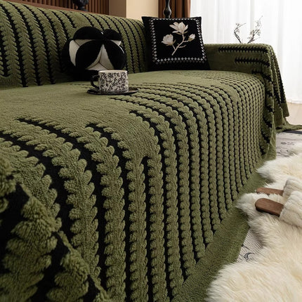 Plush Microfiber Tufted Sofa Protector | Vintage-Inspired | Thick & Warm | Non-Slip Grip | Machine Washable | Fits Sofas, Loveseats, Sectionals | Adds Comfort & Style | Symmetrical Linear Pattern