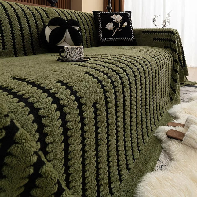 Plush Microfiber Tufted Sofa Protector | Vintage-Inspired | Thick & Warm | Non-Slip Grip | Machine Washable | Fits Sofas, Loveseats, Sectionals | Adds Comfort & Style | Symmetrical Linear Pattern