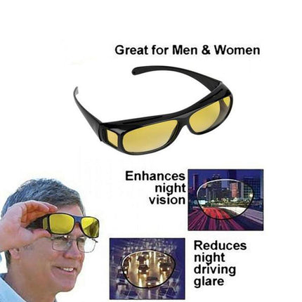 HD Night Vision Glasses | Anti-Glare Polarized Lenses | Enhance Clarity & Contrast | Unisex | Ideal for Night Driving | Lightweight & Durable Frame | Protects Against UV Rays | Fits Over Prescription Glasses