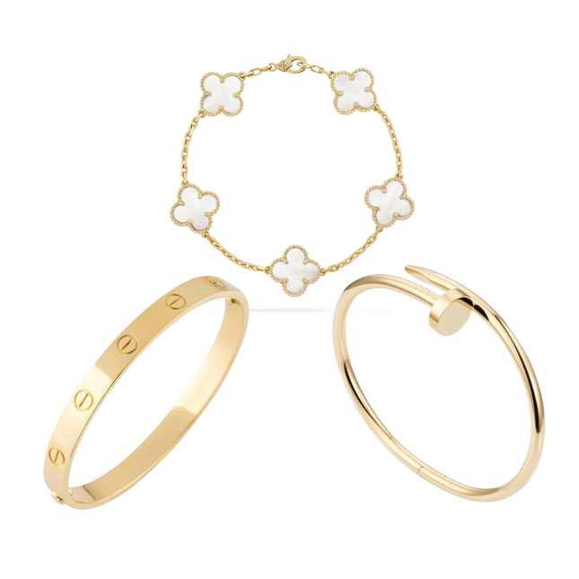 Luxury Miami Stack Bracelet Set | Iconic Screw Detail | Refined Nail Shape | Delicate Floral Patterns | Elegant Wrist Jewelry Collection