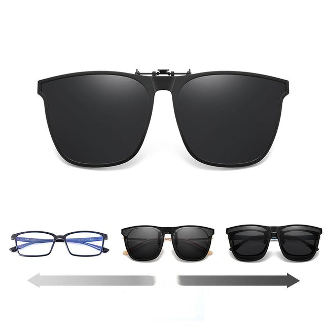 Polarized Clip-On Sunglasses | UV400 Lens | Lightweight Magnesium Alloy | Reduces Eye Strain | Flip-Up Design | Multilayer Coatings | Scratch-Resistant | Compact and Easy to Attach | Various Colors