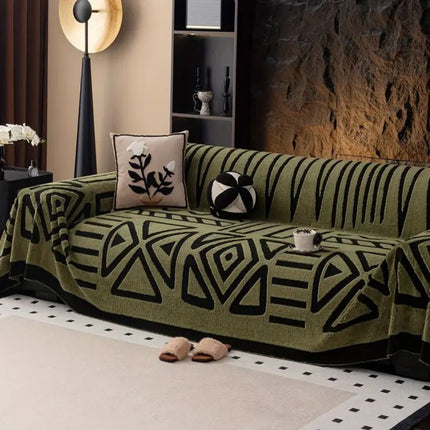Luxury Sofa Protector | Urban Maze Design | Plush Velvety Texture | Non-Slip | Shields Against Spills, Stains, Pet Hair | Microfibre Blend | Machine Washable | Fit for Various Sofa Sizes