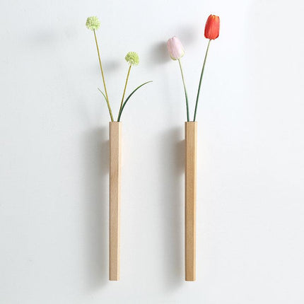 Handcrafted Wooden Spear Wall Vase | Rustic Decor | Includes Watertight Glass Vial | Available in Beech and Walnut | Includes Wall Mount Kit | H 41 cm x W 3.5 cm | Perfect for Flowers or Decorative Items