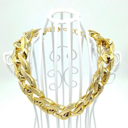 Gold Plated Stylish Pet Chain Collar | Hip-Hop Design | Durable Plastic | Multiple Sizes | Trendy & Lightweight | Comfortable Fit | Enhances Pet Elegance | Various Colors Available