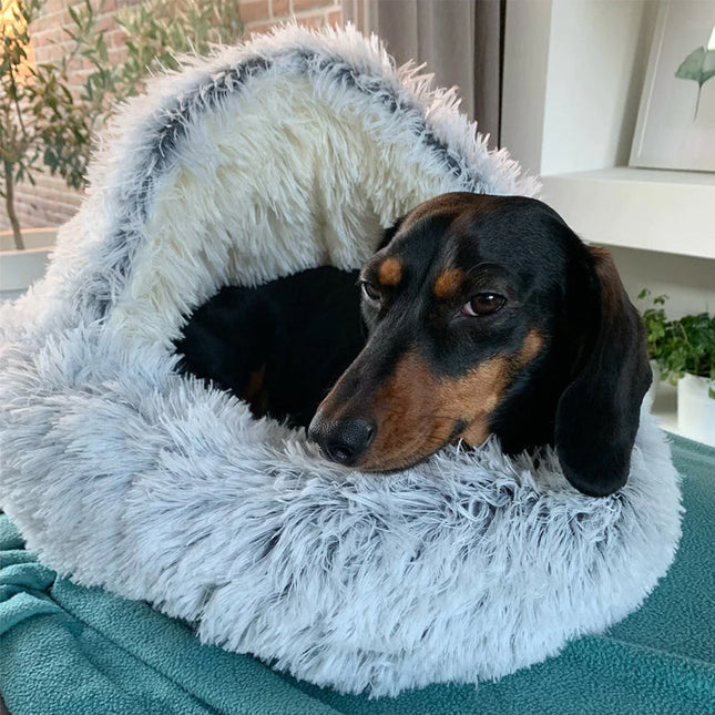 Cozycave | Soft Plush Calming Pet Retreat Bed | Non-Slip Base | Anxiety Relief | Snuggle and Sleep Comfortably | Supportive Cushion | For Dogs Who Love to Dig | Cozy Safe Space | Warm and Secure Design