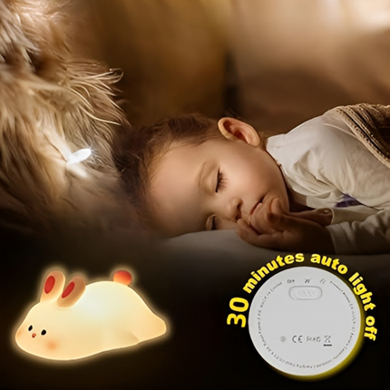 Silicone Bunny Night Light | Adjustable Brightness | Safe for Kids | Rechargeable Battery | Portable Design | Home Decor | Stress Relief | Warm Ambient Glow | Child-Safe BPA-Free Material | 3 Light Modes