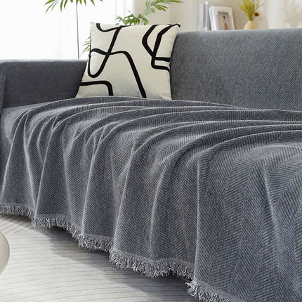 Herringbone Tassel | Soft Sofa Cover | Anti-Scratch Pet Friendly | Elegant Home Decor | Easy to Setup | Machine Washable | Luxurious Blanket Couch Protector | Versatile Style