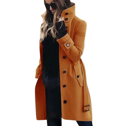 VIOLET Women's Winter Coat | Turn-Down Collar | Tailored Single-Breasted Outerwear | Long Sleeve | Casual & Refined