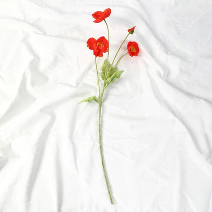 Artificial Poppy Flowers | Silk Wildflower Sprays | 23" Tall | Flocked Green Stems | Realistic Look | Single Stem | Home Decor | Floral Arrangement | Vibrant Silk Blooms
