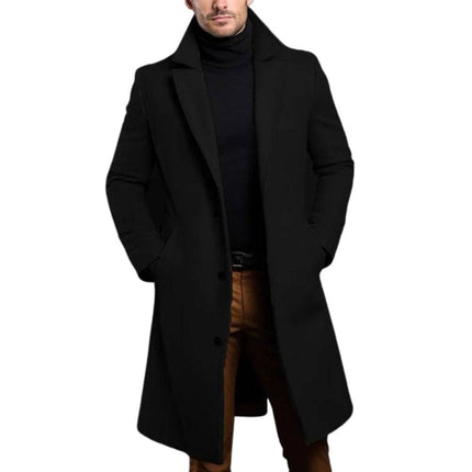 Armoire Melbourne Mid-Length Men's Trench Coat | High-Quality Material | Notch Lapel | Single-Breasted Closure | Tailored Fit | Versatile for Formal, Casual, or Workwear | Elegant Winter Outerwear
