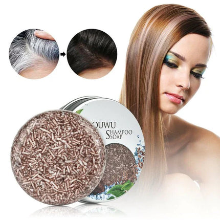 Tuberous Flower Natural Hair Darkening Shampoo Bar | Organic Thickening & Rejuvenating Formula | Anti-Dandruff & Oil Control | Eco-Friendly Packaging | 55g