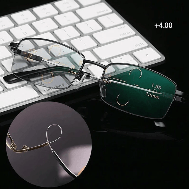 Progressive Multifocal Glasses | Lightweight | Anti-Blue Light | Japanese Near & Far Vision | Anti-Scratch | Drop-Proof | Outdoor & Indoor Use | 17.05g | Frame & Lens Balanced Craftsmanship