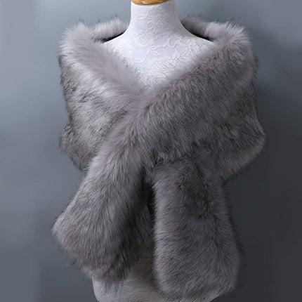 One-Size Plush Faux Fur Shawl | Adjustable Cape | Luxurious & Cozy Wrap | Acrylic Blend | Multiple Colors | Perfect Gift