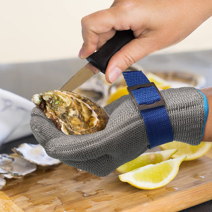 Food Grade Stainless Steel Mesh Glove | ANSI A9 Cut Resistance | For Kitchen & Meat Processing | Adjustable Wrist Strap | Eco-Friendly | Right or Left Hand Use | Easy Clean & Dishwasher Safe