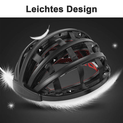 Foldable Cycling Helmet | Compact Design | EPS Lining | ABS Shell | 30 Ventilation Openings | Adjustable Fit | High Performance Padding | Adult Size 22-24 Inches | Black, White | Lightweight 225g