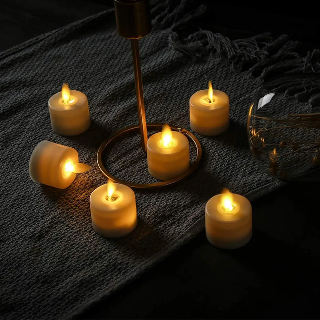 Flameless LED Candle Set | Flickering Moving Wick Effect | Remote Controlled | Safe Decorative Lighting for Christmas & Weddings | Realistic Flame Ambiance | Plastic | 4.8 x 3.7 cm