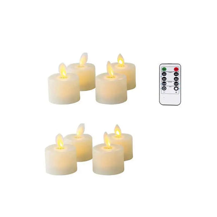 Flameless LED Candle Set | Flickering Moving Wick Effect | Remote Controlled | Safe Decorative Lighting for Christmas & Weddings | Realistic Flame Ambiance | Plastic | 4.8 x 3.7 cm