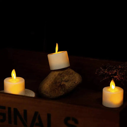 Flameless LED Candle Set | Flickering Moving Wick Effect | Remote Controlled | Safe Decorative Lighting for Christmas & Weddings | Realistic Flame Ambiance | Plastic | 4.8 x 3.7 cm