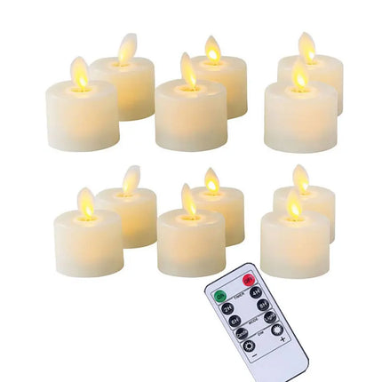 Flameless LED Candle Set | Flickering Moving Wick Effect | Remote Controlled | Safe Decorative Lighting for Christmas & Weddings | Realistic Flame Ambiance | Plastic | 4.8 x 3.7 cm