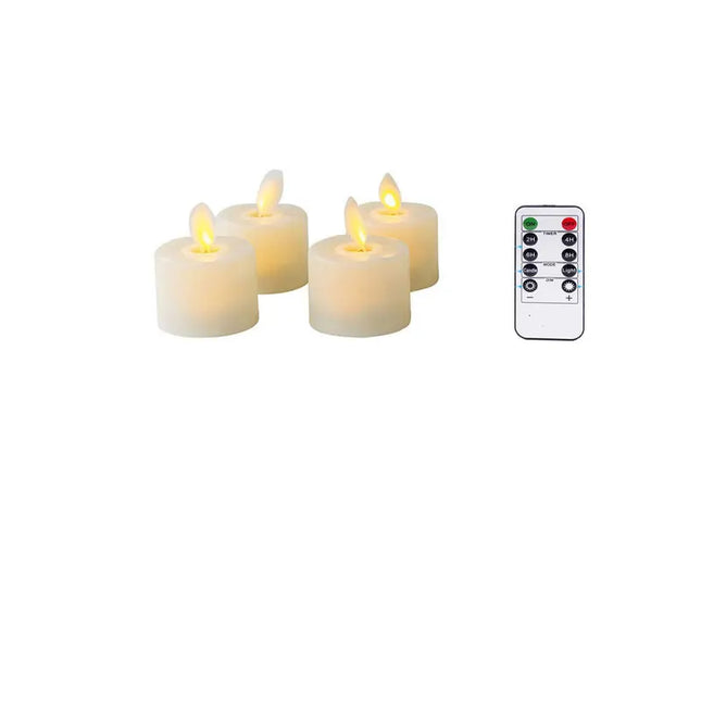 Flameless LED Candle Set | Flickering Moving Wick Effect | Remote Controlled | Safe Decorative Lighting for Christmas & Weddings | Realistic Flame Ambiance | Plastic | 4.8 x 3.7 cm