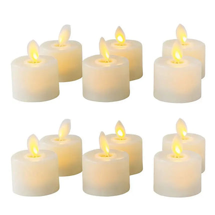 Flameless LED Candle Set | Flickering Moving Wick Effect | Remote Controlled | Safe Decorative Lighting for Christmas & Weddings | Realistic Flame Ambiance | Plastic | 4.8 x 3.7 cm