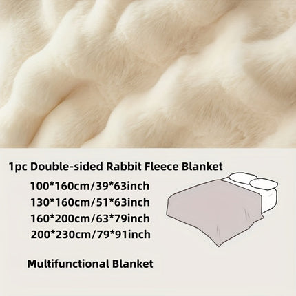 Double-Sided Faux Rabbit Fleece Blanket | Soft Plush Comfort for Bedroom, Living Room & Travel | Cozy All-Season Use