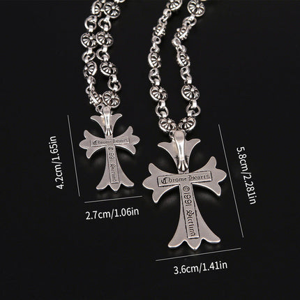 Gothic Cross Necklace | Vintage Silver Finish | Adjustable Chain 50cm to 80cm | Y2K Punk Style | Unisex Fashion Accessories | Retro Pendant Design | Lightweight Durable Materials | Ideal Gift for Goth Lovers