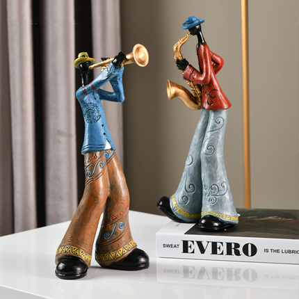 Band Art Sculpture | Hand-Painted Resin Musician Figurines | Unique Home Decor | Collectible Statue | Gifts for Fans | Vintage-Style Design | Singer, Guitar, Piano, Saxophone, Trumpet