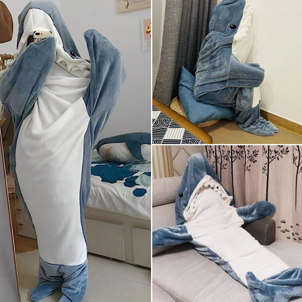 Wearable Shark Blanket | Soft Flannel Fleece | Realistic Design | Egyptian Cotton | Full-Body Cozy Snuggle | Five Sizes for All Ages | Perfect Gift for Sleepovers, Camping & More | Double-Sided Plush Warmth