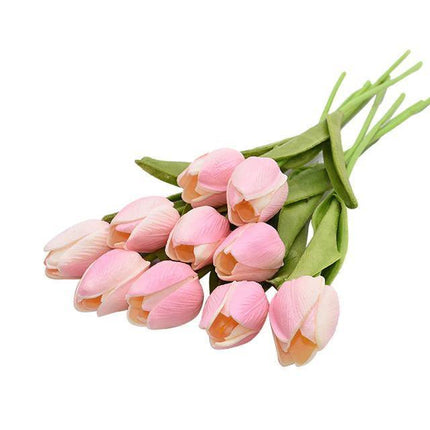 10-Piece Lifelike Faux Tulips | High-Quality PU | 16-Inch Long | Variety of Colors | Customizable Bouquet | Home Decor Accent | Vibrant and Fresh-Looking | Suitable for Tables, Shelves, Desks | 3.5cm Diameter