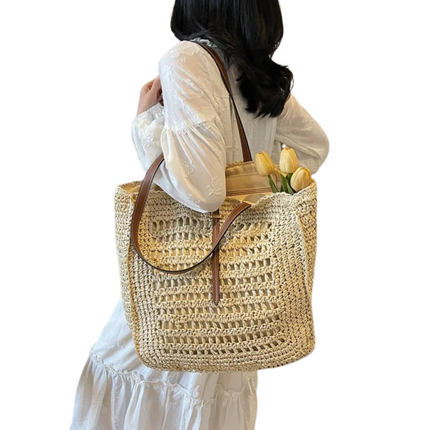 ROSE | Eco-Friendly Straw Tote Bag for Women | Spacious Summer Beach Handbag | Trendy & Durable Ladies' Shoulder Bag