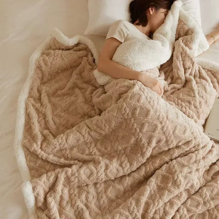 Thick Lambswool and Fleece Winter Blanket | Luxury Warm Layers | Breathable Insulation for Cold Weather Comfort