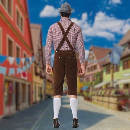 Hugo Men's Traditional Bavarian Lederhosen Outfit | Three-Piece Oktoberfest Attire with Leather Suspenders & Embroidery