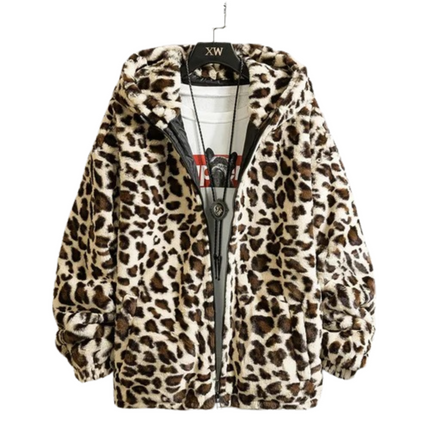 ANDREA | Women's Cotton-Padded Leopard Print Outerwear | Warm & Cozy Relaxed Fit Jacket for Fall & Winter
