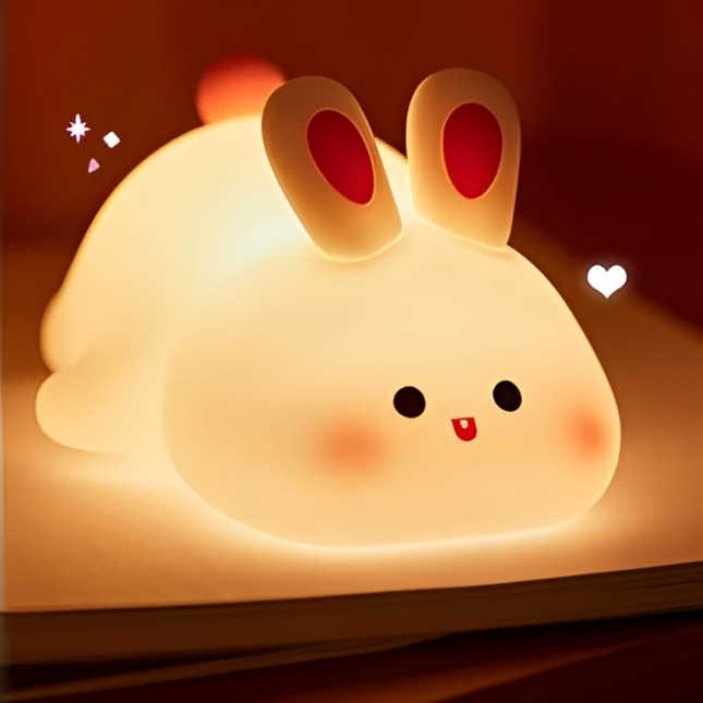 Silicone Bunny Night Light | Adjustable Brightness | Safe for Kids | Rechargeable Battery | Portable Design | Home Decor | Stress Relief | Warm Ambient Glow | Child-Safe BPA-Free Material | 3 Light Modes