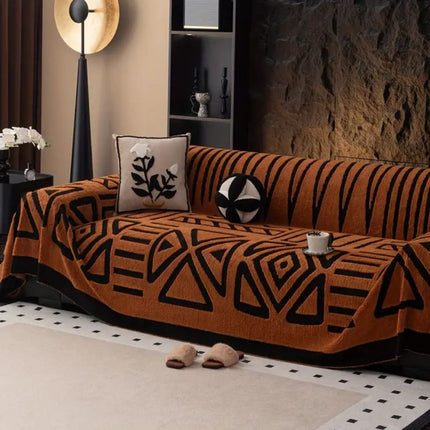 Luxury Sofa Protector | Urban Maze Design | Plush Velvety Texture | Non-Slip | Shields Against Spills, Stains, Pet Hair | Microfibre Blend | Machine Washable | Fit for Various Sofa Sizes